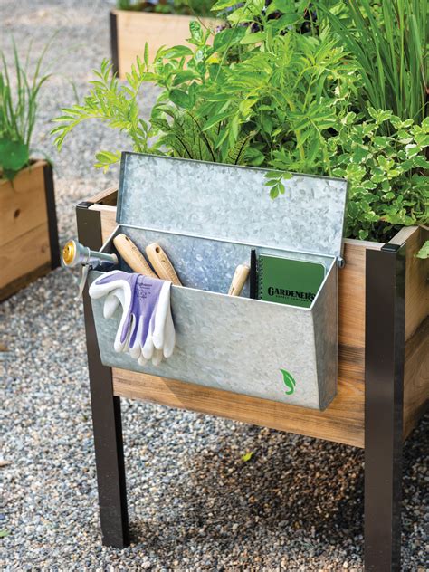 metal storage boxes for garden|galvanized garden tool storage box.